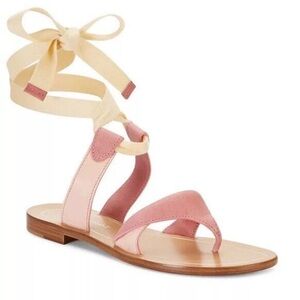 Sarah Flint Grear Gladiator Sandals Womens size 11, 42 Pink Leather Lace Up NIB